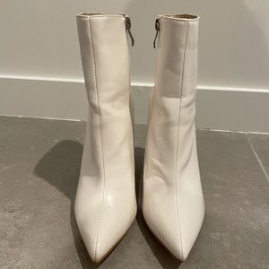 White heeled booties